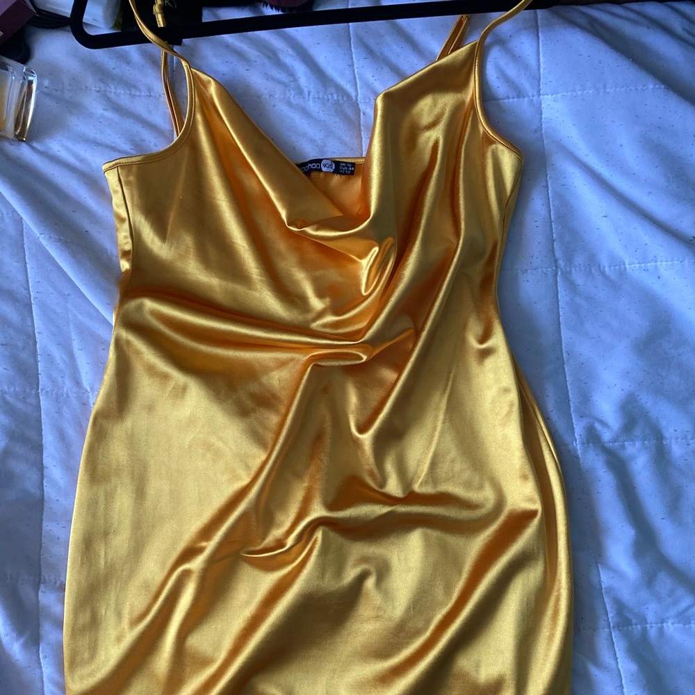 Boohoo Silk Spaghetti Strap Dress
